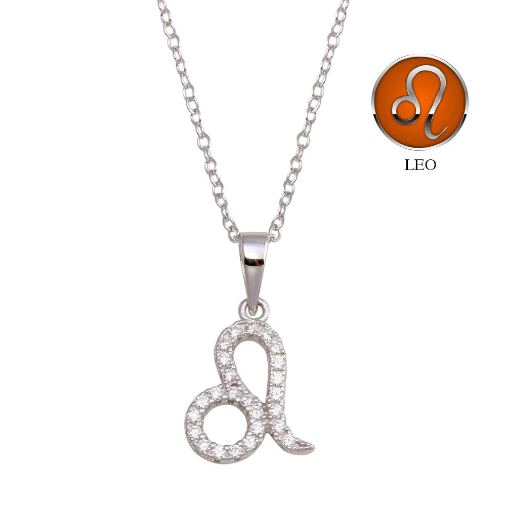 Celebrate your confident, creative and generous spirit with our Silver Leo Zodiac Necklace!

Features your zodiac sign adorned with stunning clear CZ stones.
Hanging from a 16-inch chain with a 2-inch extension.
Leo Dates: July 23-August 22